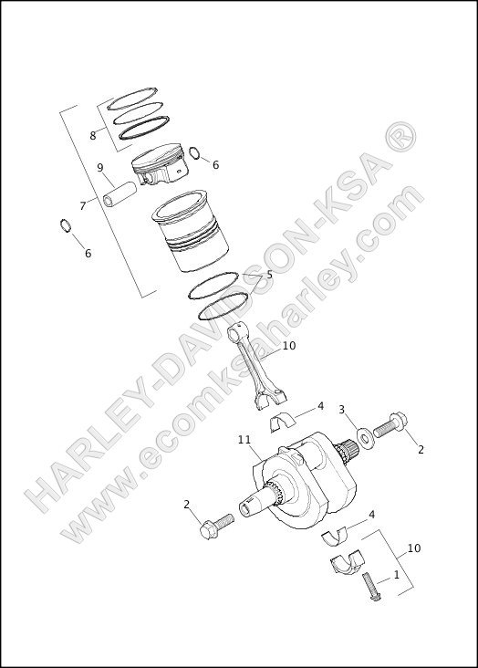 PISTONS AND FLYWHEEL ASSEMBLY
